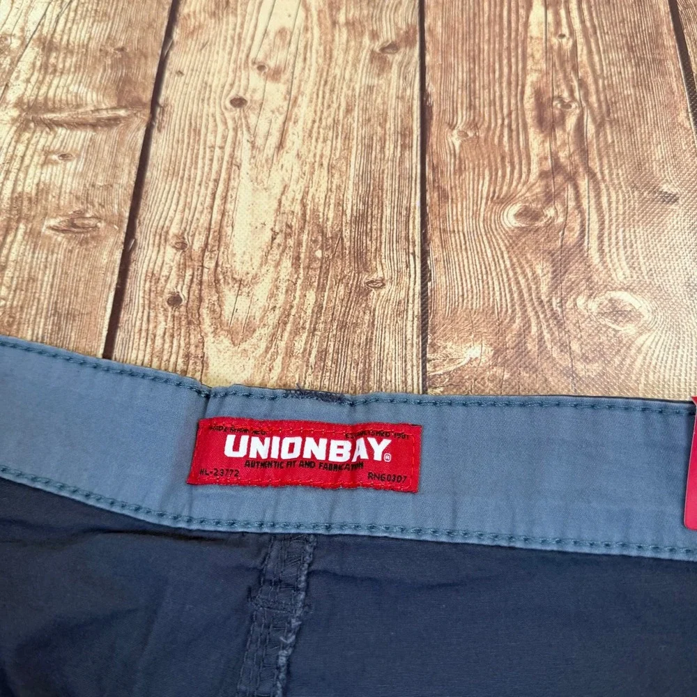 Unionbay Flex Waist Cargo Shorts Mens 42 Navy Blue Stretch Cotton